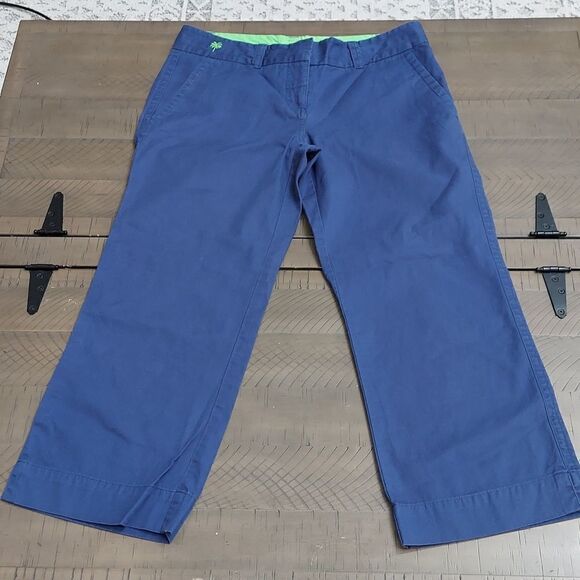 Lilly Pulitzer Cropped Blue Pants Sz 4 - Picture 1 of 8